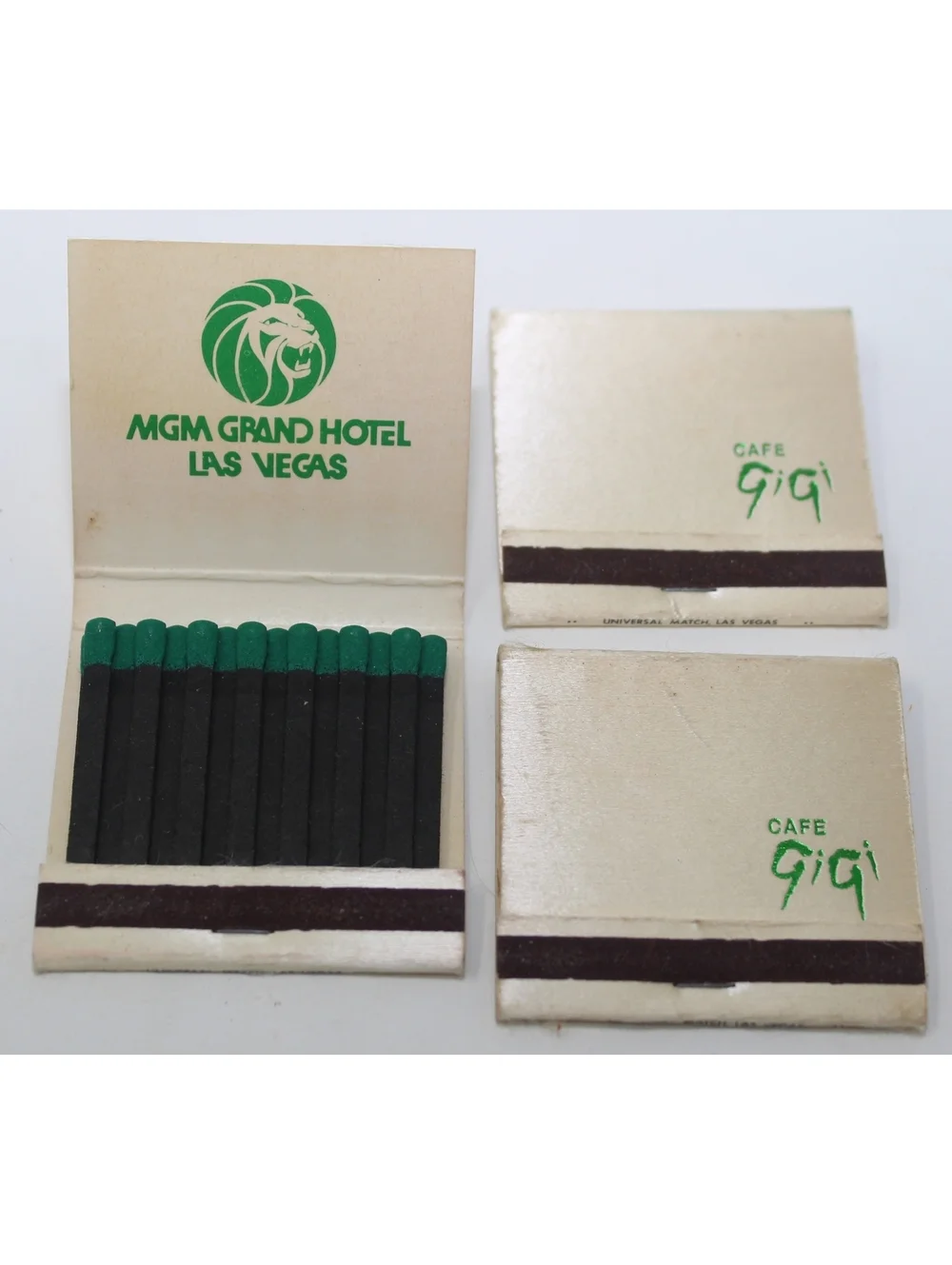 Vintage Lot of 3 Matchbooks Cafe Gigi MGM Grand Hotel Las Vegas Casino Universal